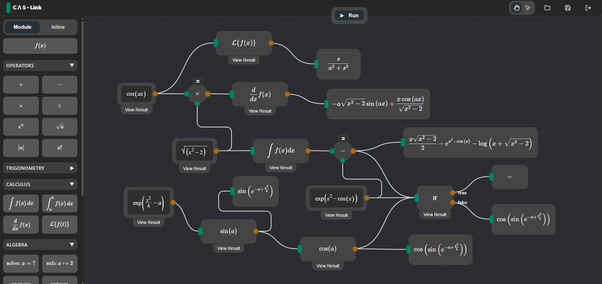 Cas Math CAS-Link — Flowchart-Style Math & Symbolic Calculator